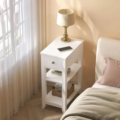 BOXED ALEARDA BEDSIDE TABLE - WHITE (1 BOX)