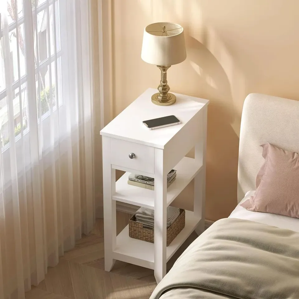BOXED ALEARDA BEDSIDE TABLE - WHITE (1 BOX)