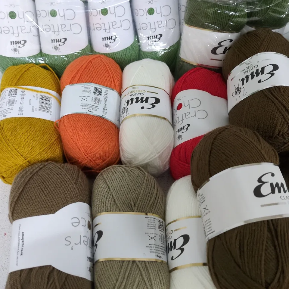 LOT OF APPROXIMATELY 38 EMU KNITTING BUNDLES - VARIOUS COLOURS