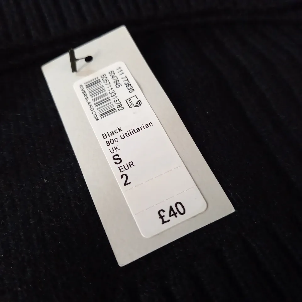 RIVER ISLAND 80'S UTILITARIAN JUMPER IN BLACK - UK S