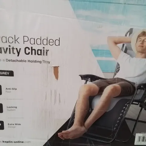 BOXED 2 PACK PADDED GRAVITY CHAIR DARK GRAY