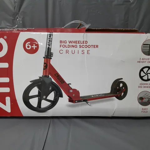ZINC BIG WHEELED FOLDING CRUISE SCOOTER - RED
