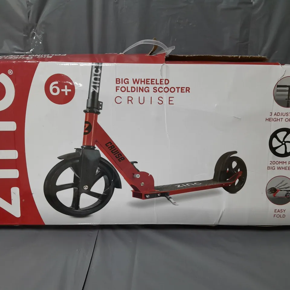 ZINC BIG WHEELED FOLDING CRUISE SCOOTER - RED RRP £69.99