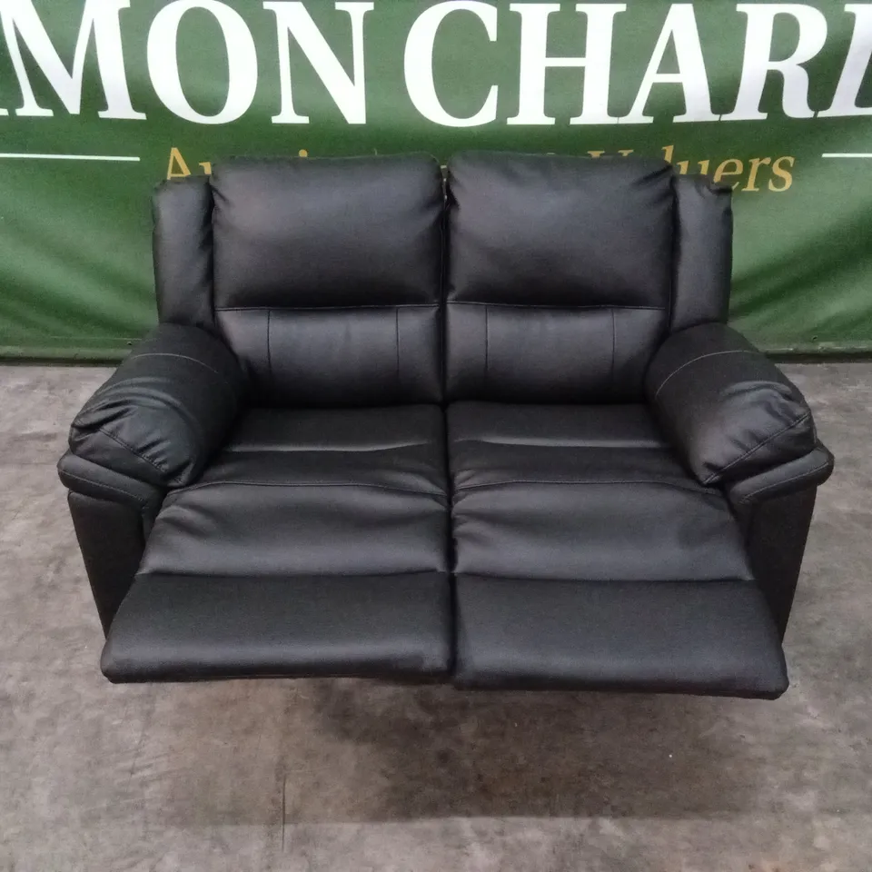 ALBION LUXURY FAUX LEATHER 2 SEATER HIGH BACK MANUAL RECLINER SOFA - BLACK RRP £549