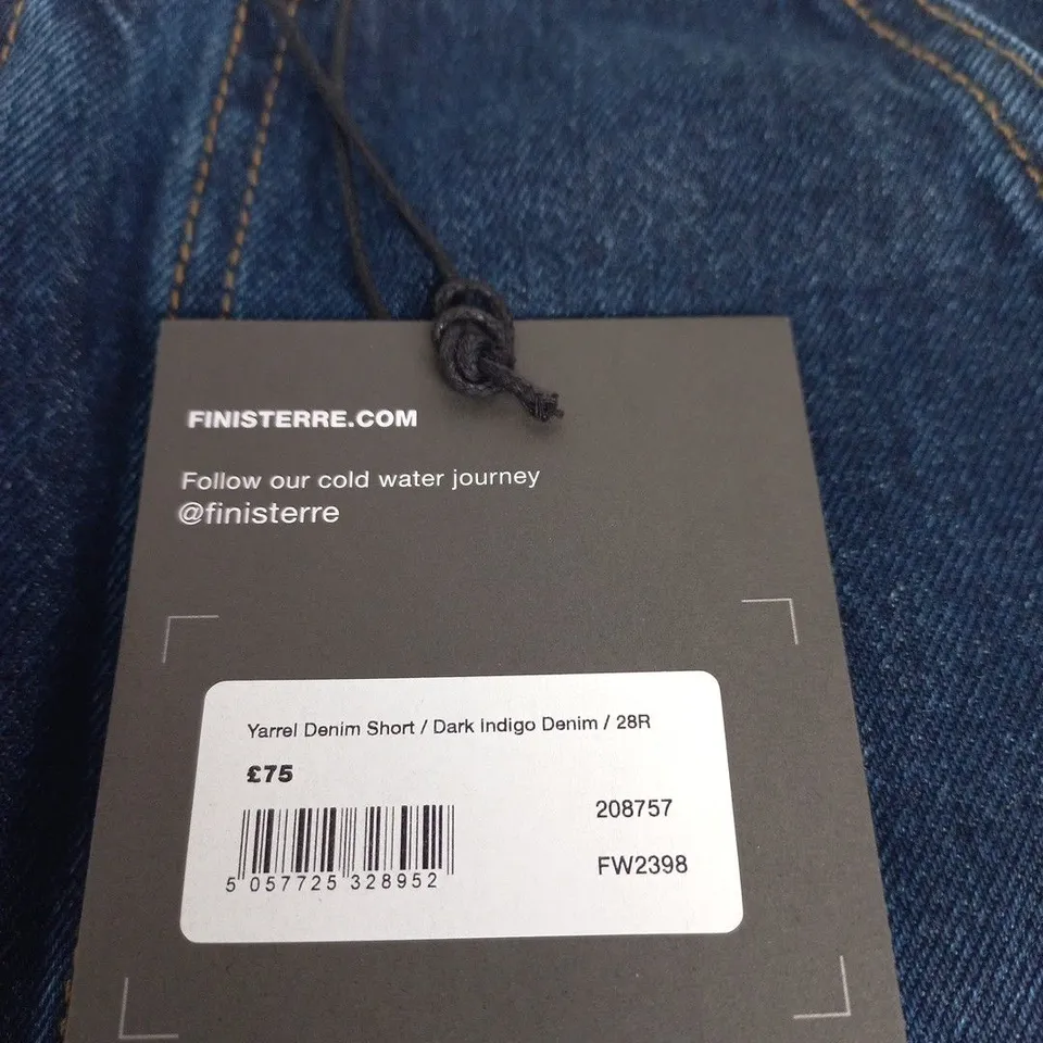 FINISTERRE YARREL DENIM SHORT – DARK INDIGO DENIM, ORGANIC COTTON, UK 28