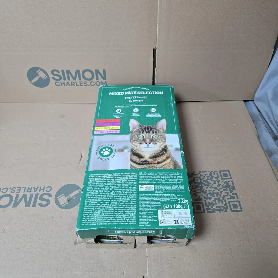 MIXED PATE SELECTION BEEF/GAME/POULTRY/SALMON BY AMAZON BOXED FOR CATS 32 X 100G