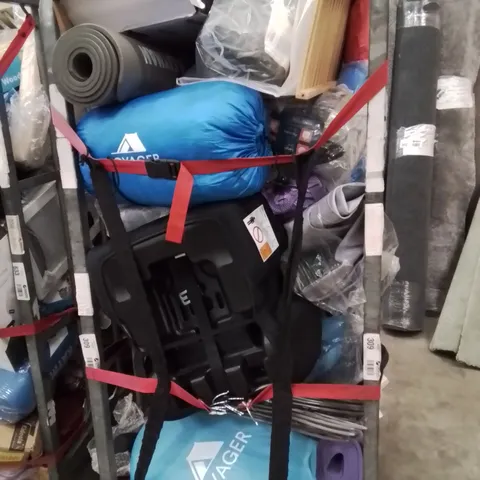 CAGE OF ASSORTED HOUSEHOLD GOODS AND PRODUCTS TO INCLUDE;POPUP TENT,BABY CAR SEAT,SHOERACK
