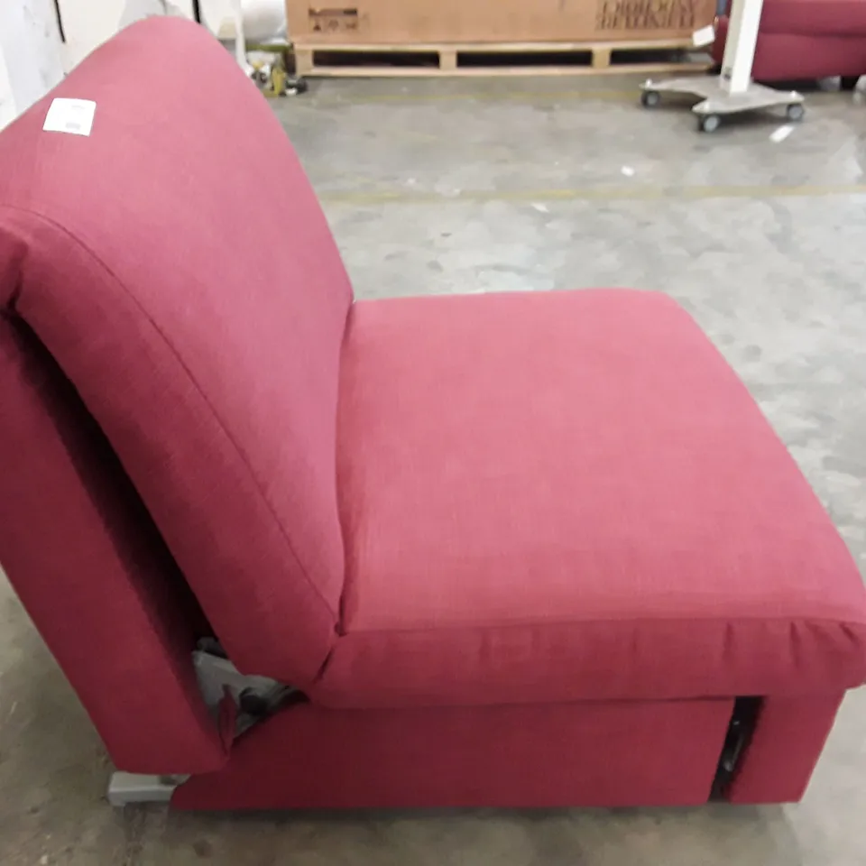 QUALITY DESIGNER APPLEY 1 SEATER SOFA BED - CRANBERRY FABRIC
