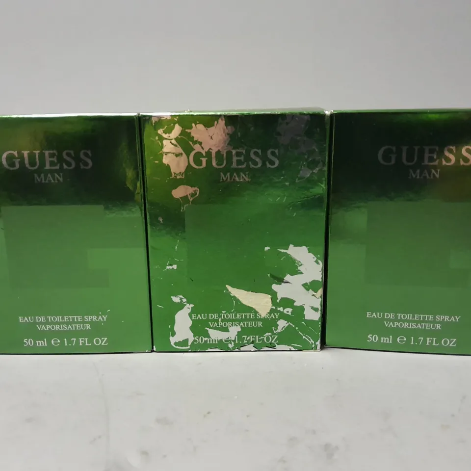 3 BOXED GUESS MAN EAU DE TOILETTE SPRAY (3 x 50ml)