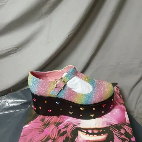 KOI SHINO RAINBOW PLATFORM MARY JANES MULTI COLOUR BOXED SIZE 8