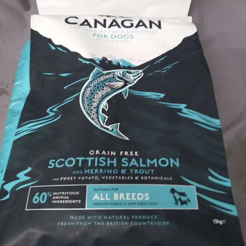 CANAGAN GRAIN FREE SCOTTISH SALMON WITH HERRING AND TROUT 60% NUTRITIOUS ANIMAL INGREDIENTS SUITABLE FOR ALL BREEDS 12KG