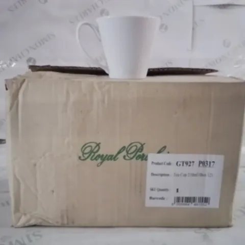 BOXED ROYAL PORCELAIN TEA CUPS 210ML APPROXIMATELY 12