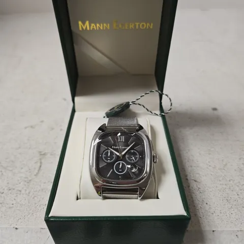 MANN EGERTON CHRONOGRAPH WRISTWATCH – STAINLESS STEEL MESH BRACELET IN GREEN BOX