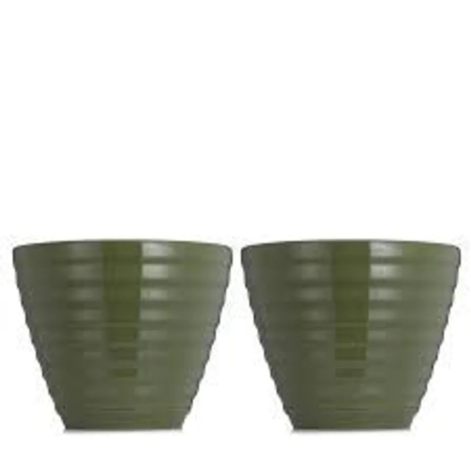 GRUMPY GARDENER SET OF 2 INTEGRATED SAUCER TWIST POTS