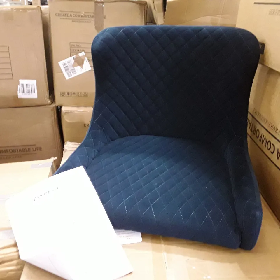 BOXED SET OF 2 UPHOLSTERED FABRIC DINING CHAIRS - BLUE (1 BOX)