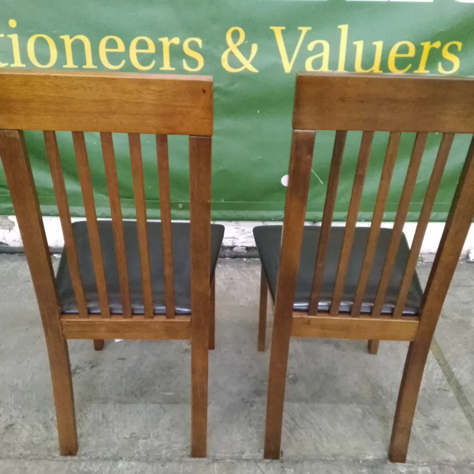 SET OF 2 NEW OXFORD DARK WOOD DINING CHAIRS (BLACK LEATHER SEAT PAD)