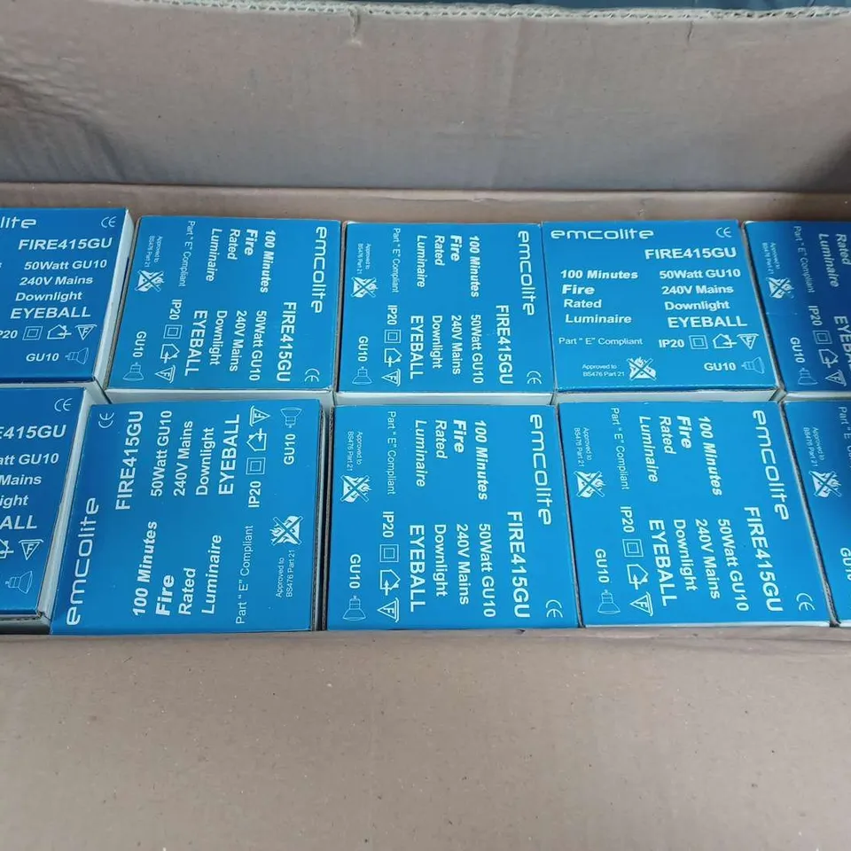 20 X BOXED EMCOLITE GU10 EYEBALL DOWNLIGHTS 