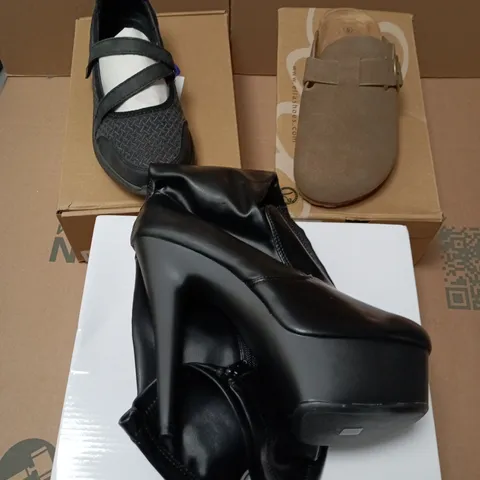 APPROXIMATELY 10 ASSORTED PAIRS OF BOXED SHOES AND FOOTWEAR ITEMS IN VARIOUS STYLES AND SIZES TO INCLUDE ELLA, BUCKLE, CLASSIC, ETC