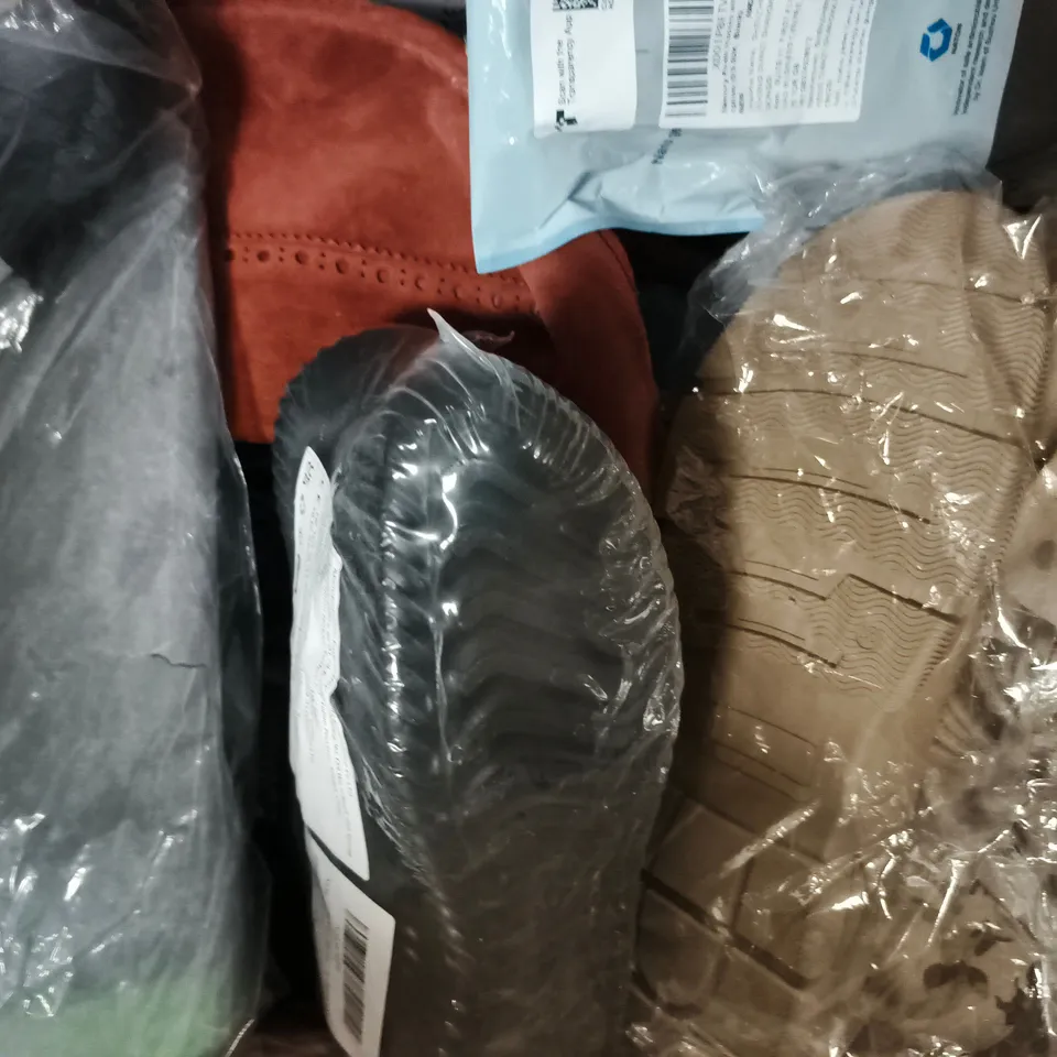 BOX OF APPROXIMATELY 20 ASSORTED PAIRS OF SHOES AND FOOTWEAR ITEMS IN VARIOUS COLOURS, STYLES, AND SIZES - COLLECTION ONLY
