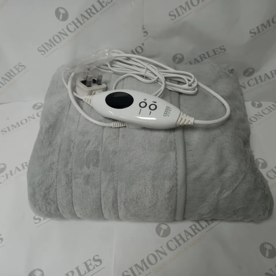 COZEE HOME HEATED THROW BLANKET IN LIGHT GREY