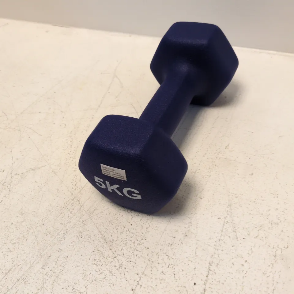 BLUE HEX DUMBBELL 5 KG – RUBBER-COATED