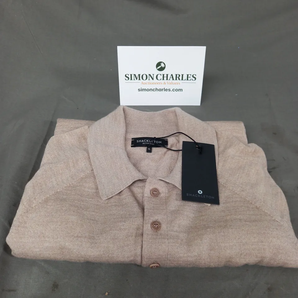 SHACKLETON HARDEN MERINO POLO SHIRT IN DESERT SIZE XL