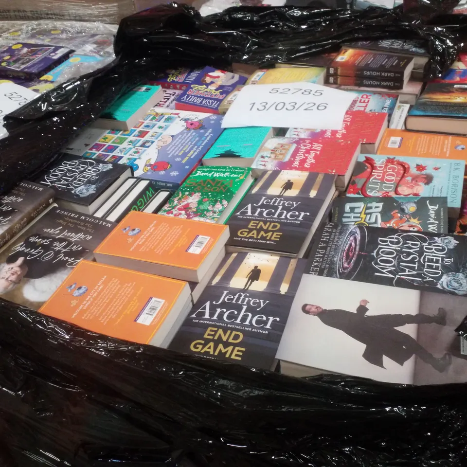 PALLET CONTAINING ASSORTED BOOKS INCLUDING SHARPE'S STORM, SANTA & SON, BEAUTIFUL PEOPLE, ROBODOG & COLD BLOODED KILLER