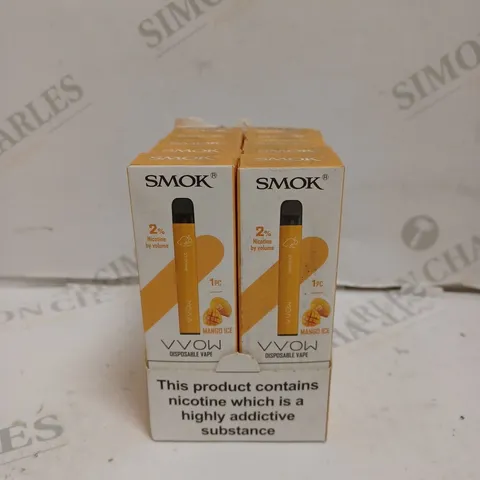 BOXED 1 PACK OF 10 SMOK VVOW DISPOSABLE VAPES - MANGO ICE.