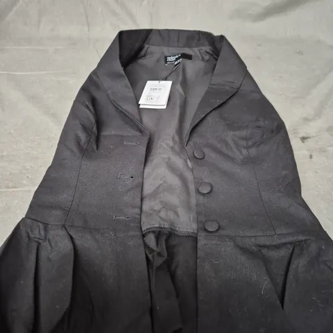 NOBODY'S CHILD MARELY WAISTCOAT PEPLUM – COTTON LINEN, BLACK, UK 8