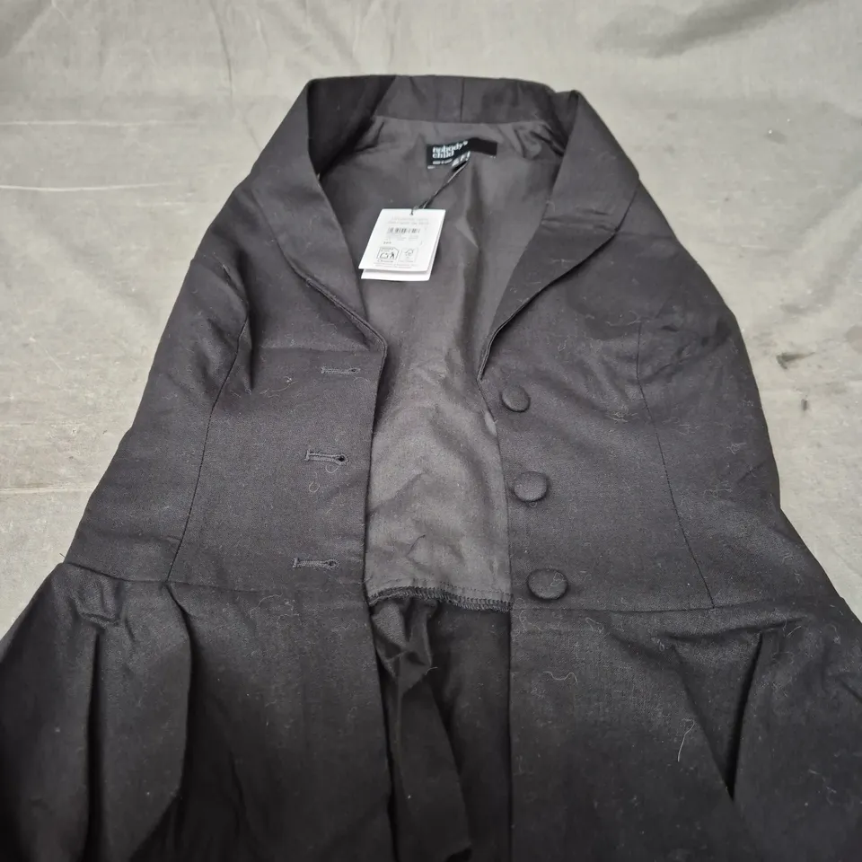 NOBODY'S CHILD MARELY WAISTCOAT PEPLUM – COTTON LINEN, BLACK, UK 8