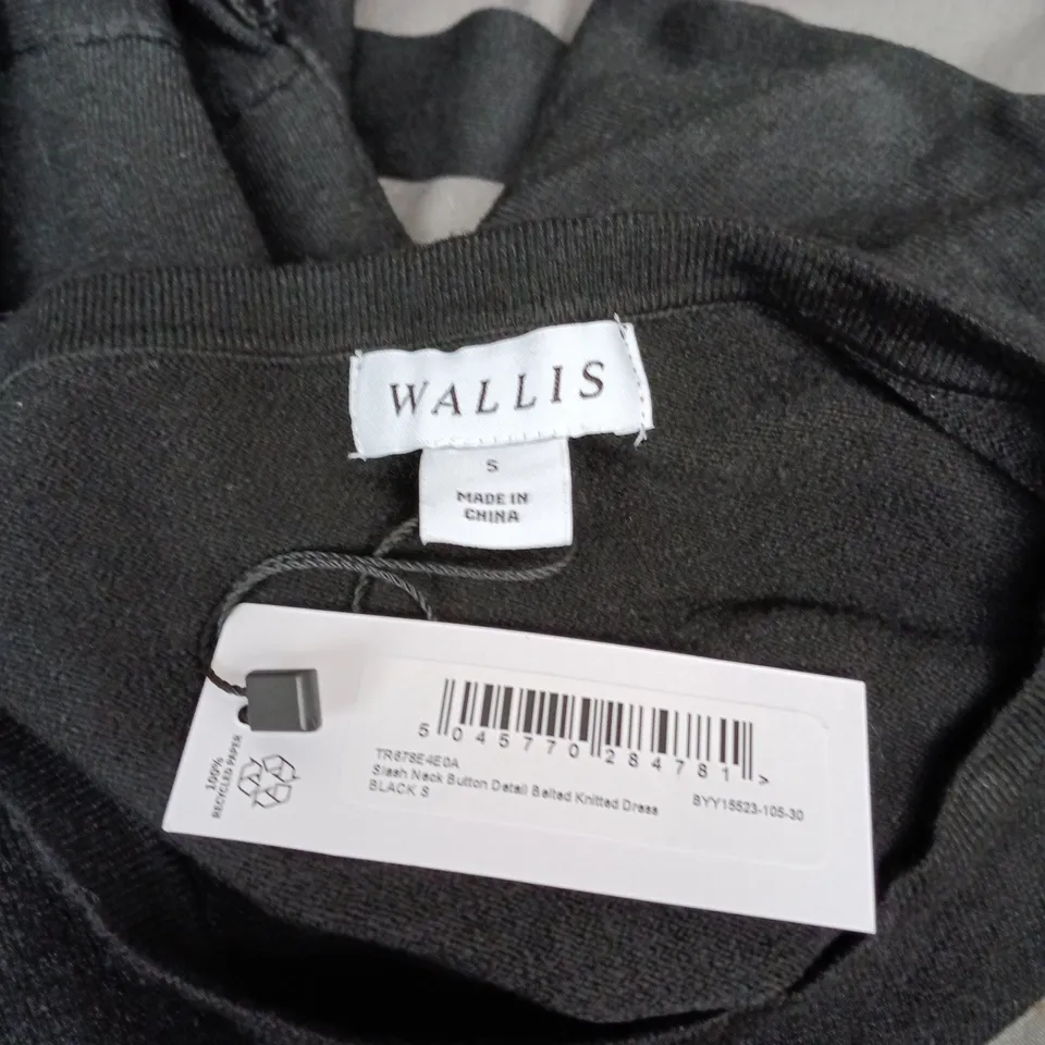 WALLIS BLACK BELTED KNITTED DRESS SIZE S
