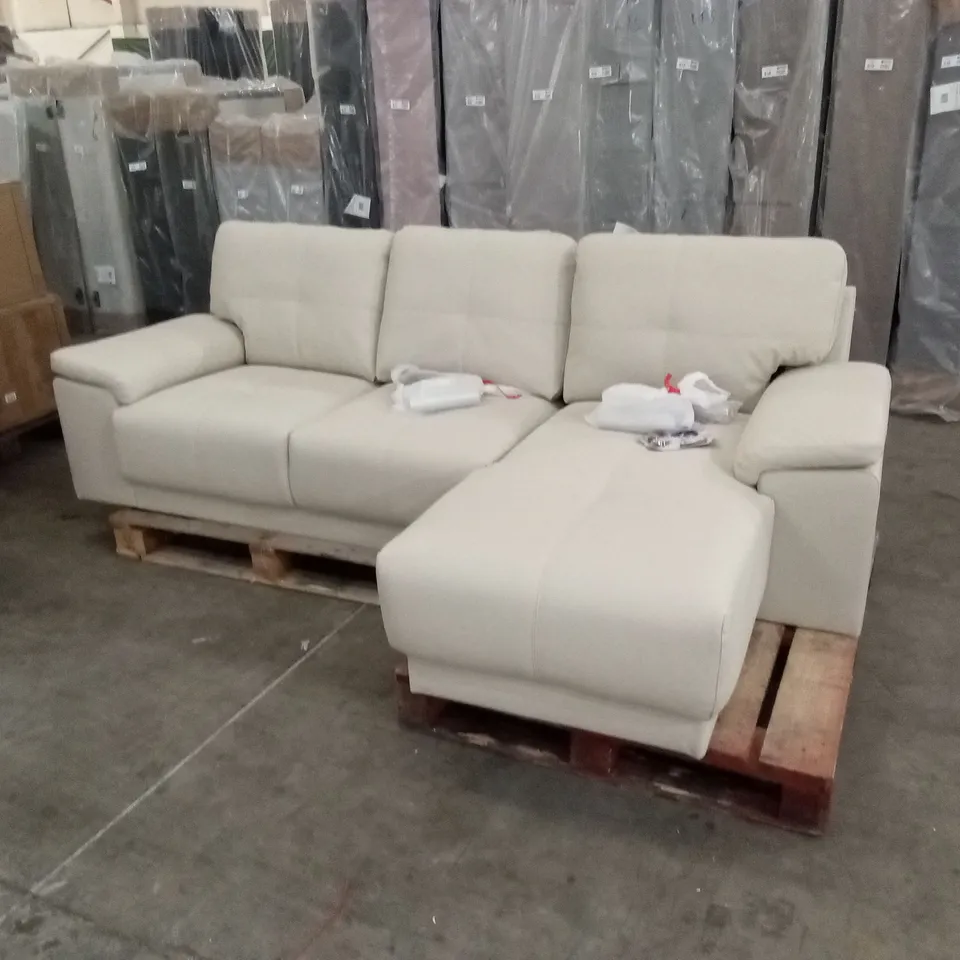 KANSAS 3 SEATER CHAISE SOFA, PREMIUM FAUX LEATHER