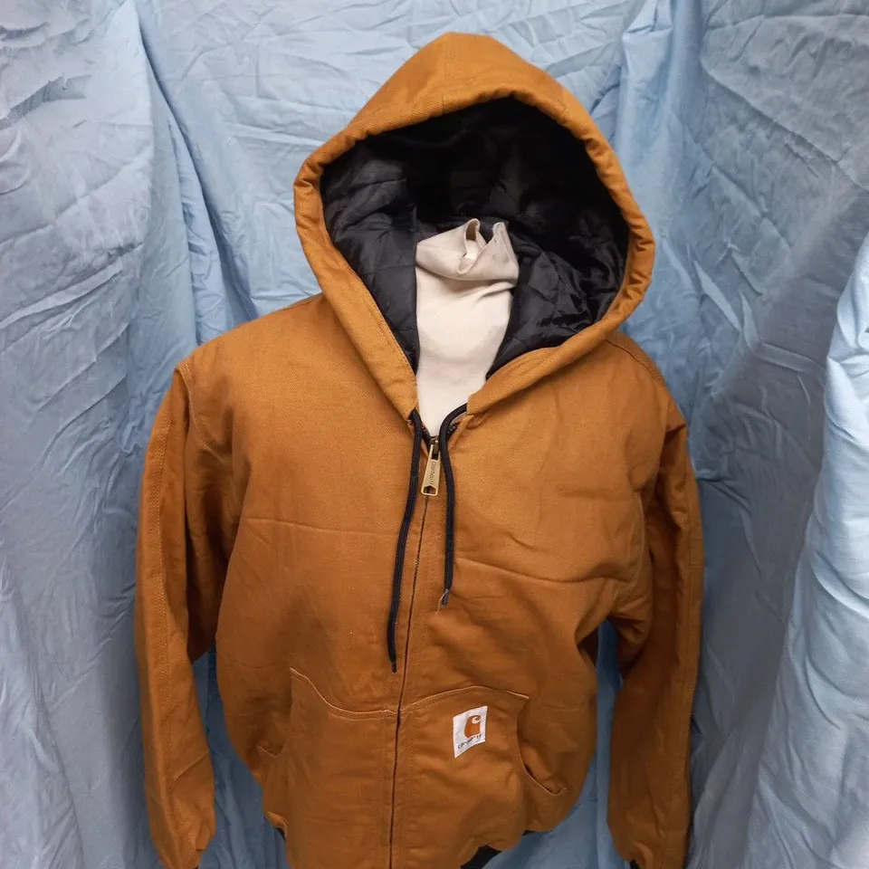 CARHARTT MEN'S HOODED JACKET – BROWN/ORANGE, SIZE M