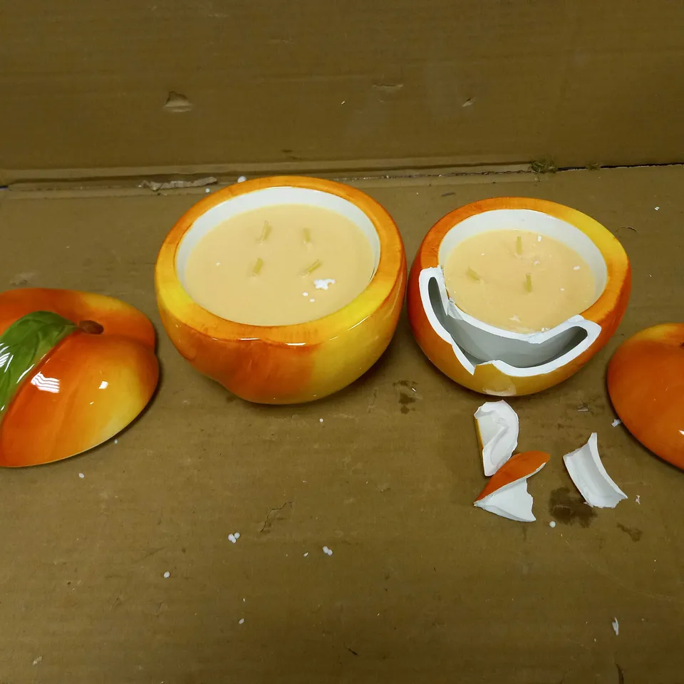 HOMEWORX BY HARRY SLATKIN & CO SET OF 2 CERAMIC PEACH CANDLES