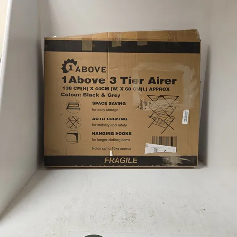 1 ABOVE 3-TIER AIRER β BLACK & GREY, 138CM H X 44CM W X 60CM L