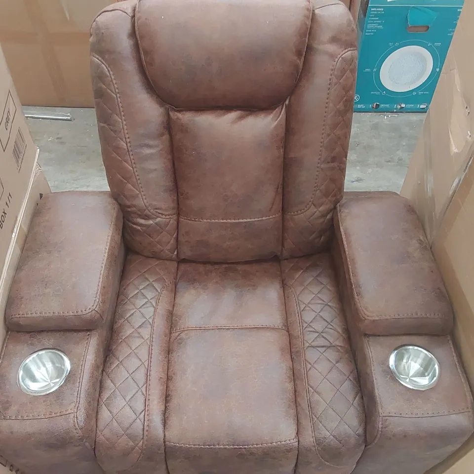 QUALITY DESIGNER UPHOLSTERED ELECTRIC RECLINER ARMCHAIR