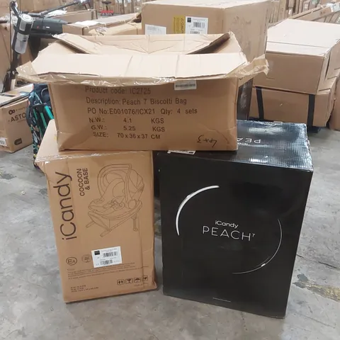 BOXED ICANDY PEACH 7 STROLLER SET - DARK GREY COMBO PHANTOM // INCLUDES; STROLLER, CARRYCOT, ACCESSORIES, CAR SEAT & I-SIZE BASE (3 BOXES)