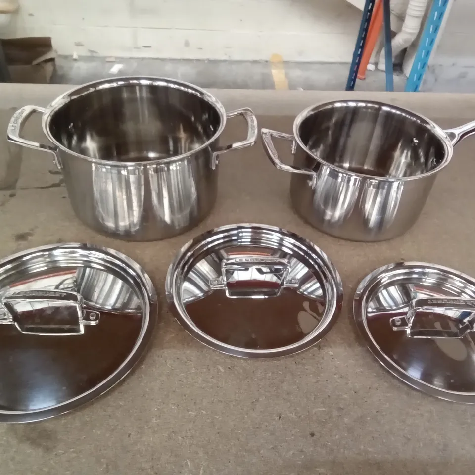BOXED LE CREUSET 3-PLY STAINLESS STEEL COOKWARE SET