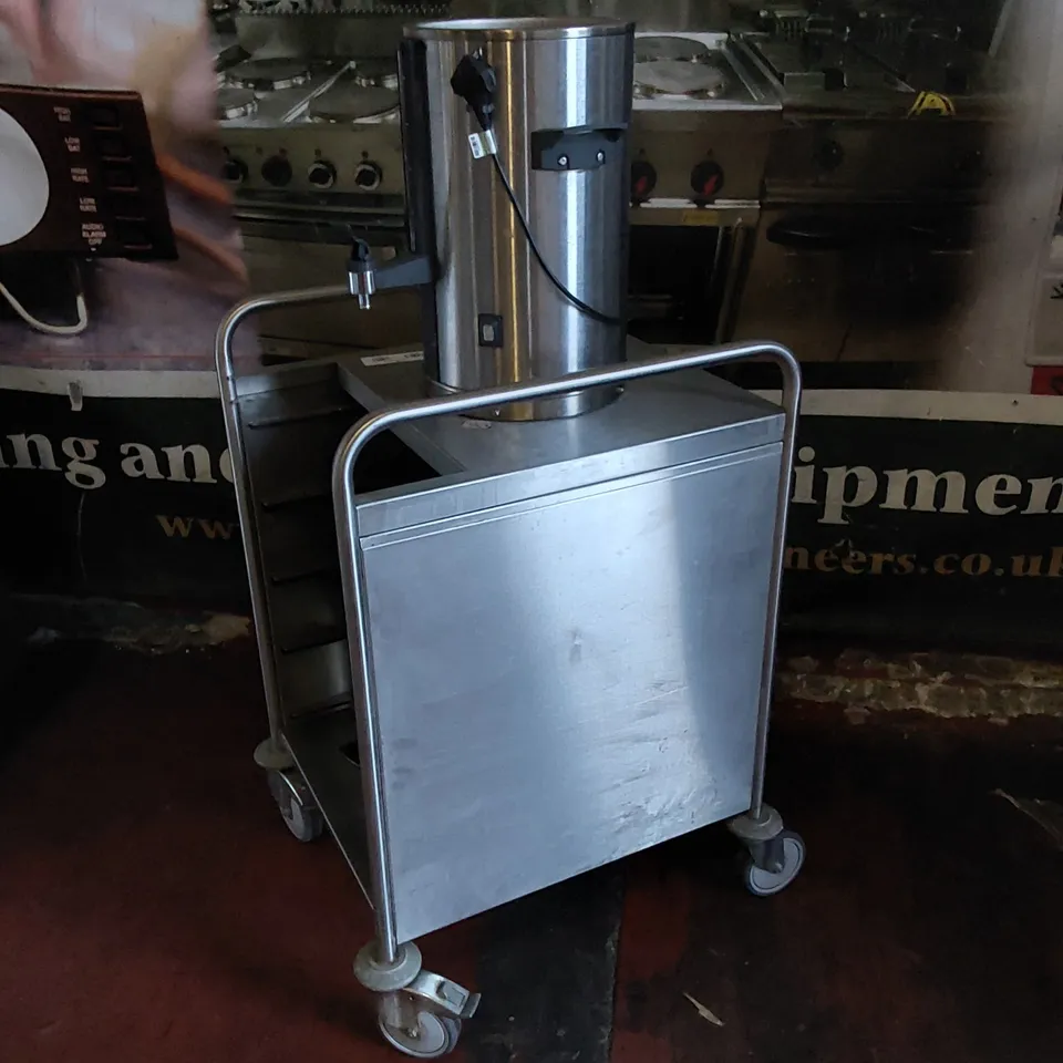 COMMERCIAL STAINLESS STEEL CATERING TROLLEY WITH HOT WATER BOILER DISPENSER 