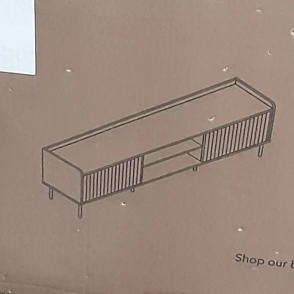 BOXED GEORGI EXTRA WIDE TV UNIT   , BLACK , H54 X W180 X D40CM 