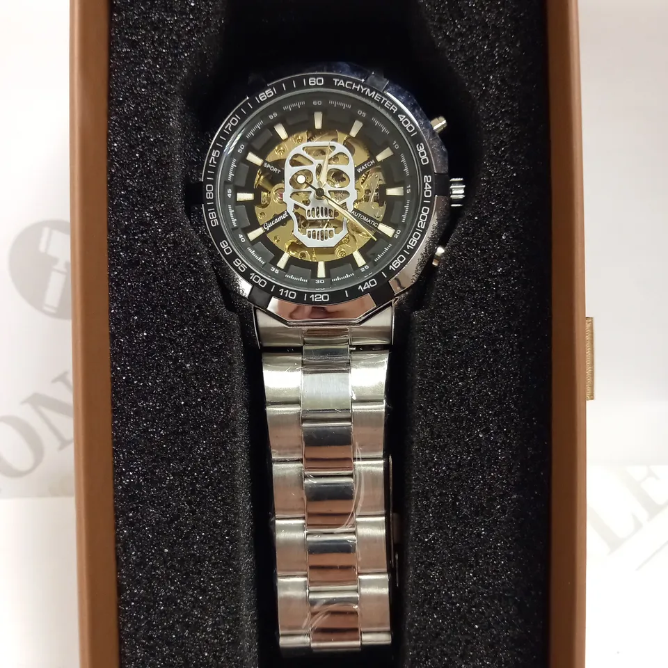 GUCAMEL SPORT SKELETON WATCH WITH SILVER EFFECT BRACELET STRAP