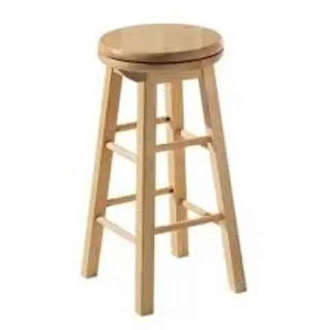 BOXED SOLID NATURAL TROPICAL HEVEA WOOD BAR STOOL (1 BOX)