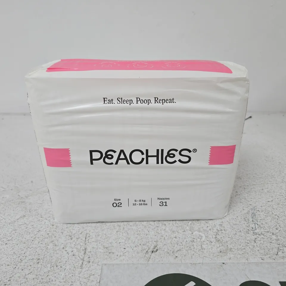 PEACHIES BABY NAPPIES SIZE 2 (5–8 KG / 12–18 LBS) – BOXED, 31 NAPPIES