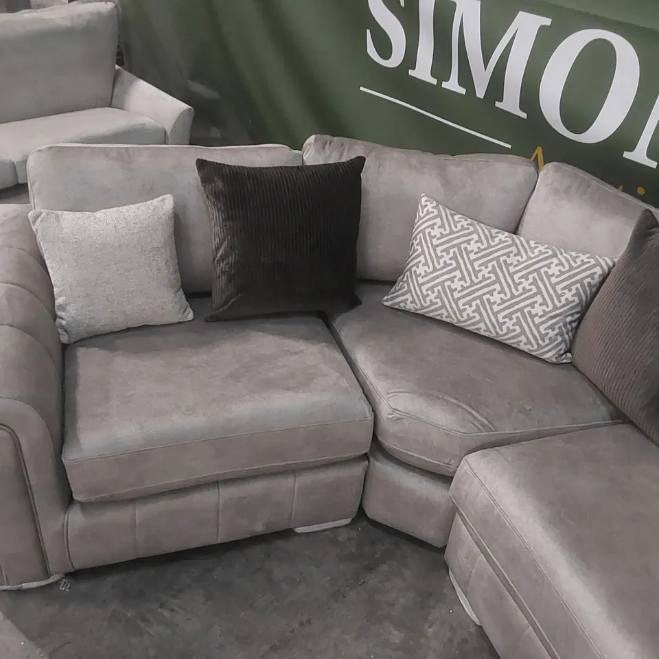 QUALITY DESIGNER AMARA VELVET DOUBLE ARM CORNER GROUP SOFA 