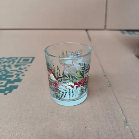 GISELA GRAHAM LONDON - GLASS TEALIGHT HOLDER WITH CHRISTMAS FOREST PATTERN – 48-PIECE CARTON 