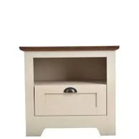 BOXED DEVON LAMP TABLE IN IVORY/WALNUT - 1OF1