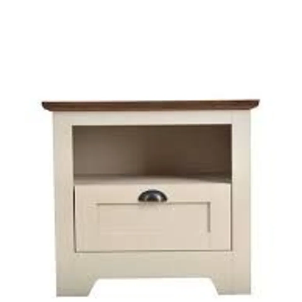 BOXED DEVON LAMP TABLE IN IVORY/WALNUT - 1OF1 RRP £109
