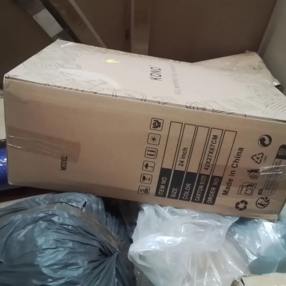 PALLET OF ASSORTED HOUSEHOLD GOODS AND PRODUCTS TO INCLUDE;CLOTHES DRYING RACK,ELECTRIC POTATO PEELER,MAT