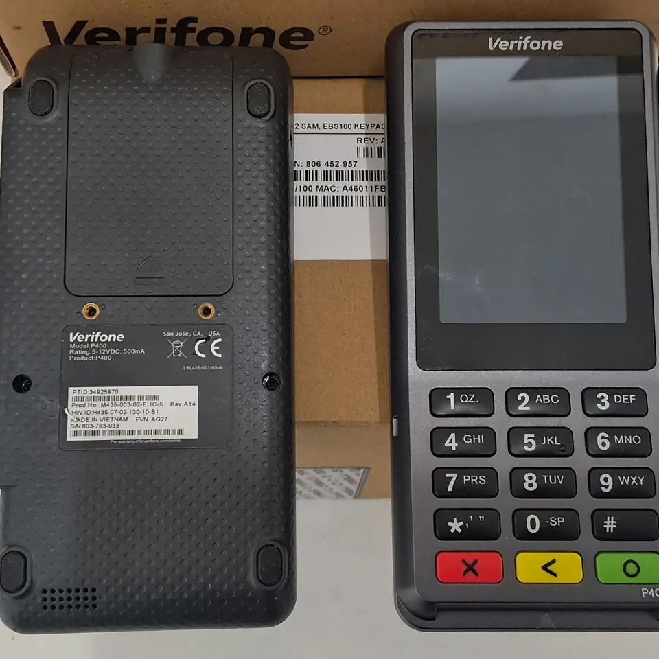 LOT OF 5 VERIFONE P400 PAYMENT TERMINALS