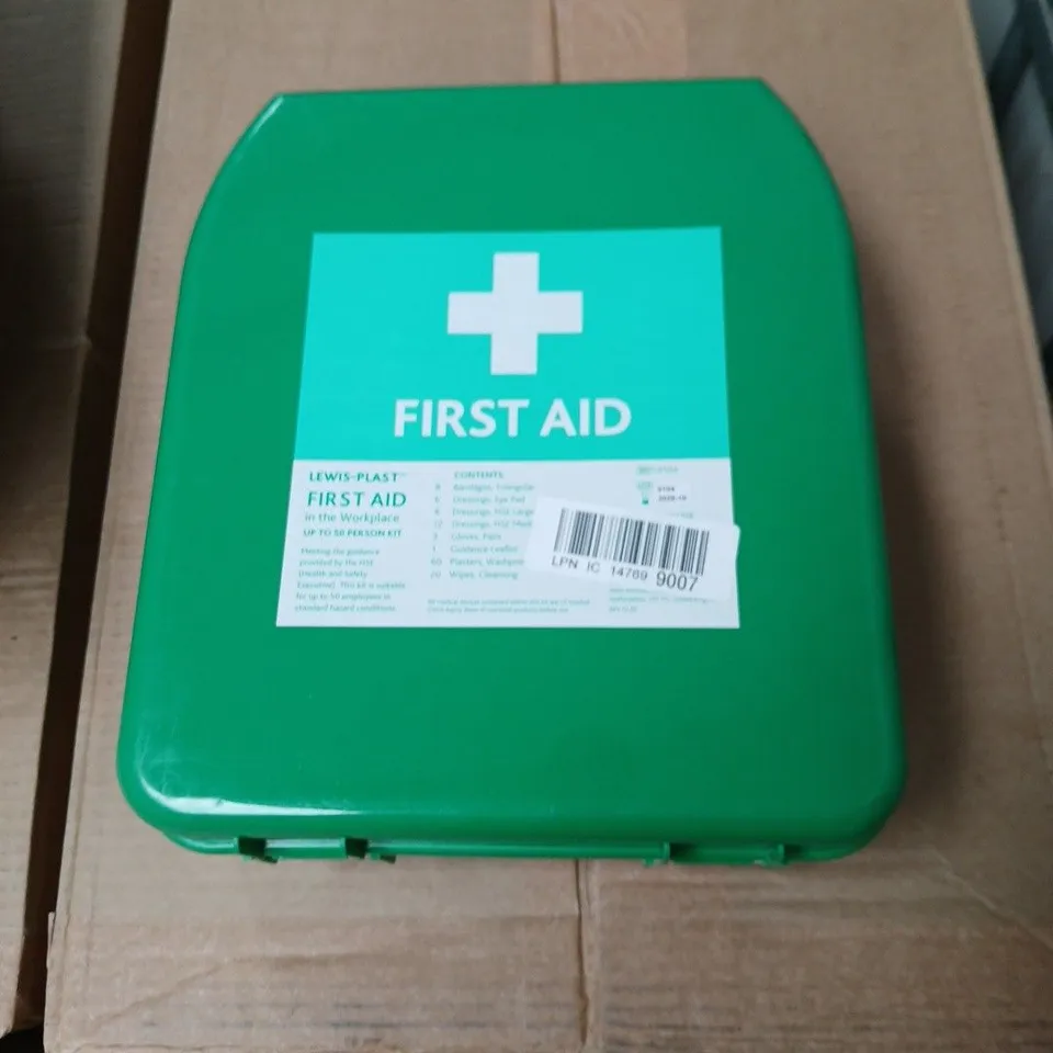 GREEN FIRST AID KIT BOX WITH WORKPLACE CONTENTS